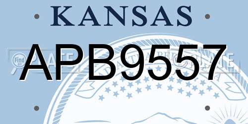 APB9557 Kansas License Plate