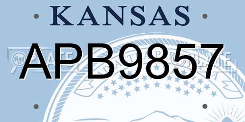 APB9857 Kansas License Plate