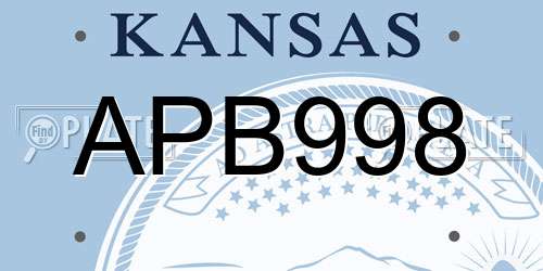 APB998 Kansas License Plate