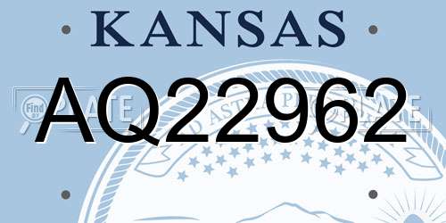 AQ22962 Kansas License Plate