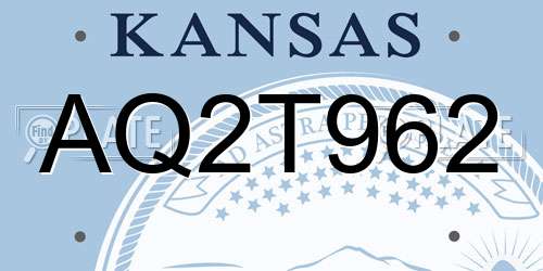 AQ2T962 Kansas License Plate