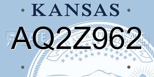 AQ2Z962 Kansas License Plate