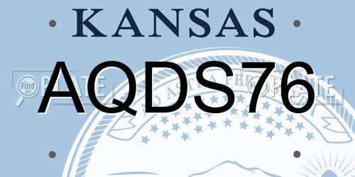 AQDS76 Kansas License Plate