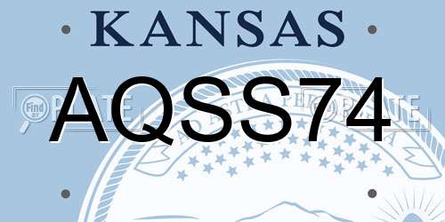 AQSS74 Kansas License Plate