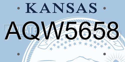 AQW5658 Kansas License Plate