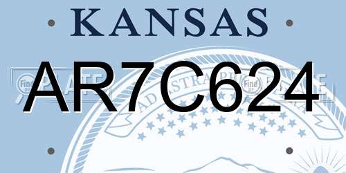 AR7C624 Kansas License Plate