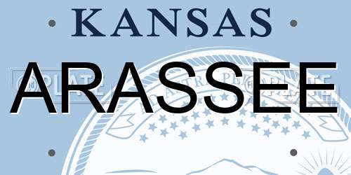 ARASSEE Kansas License Plate