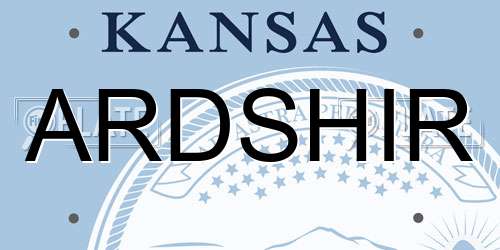 ARDSHIR Kansas License Plate
