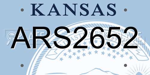 ARS2652 Kansas License Plate