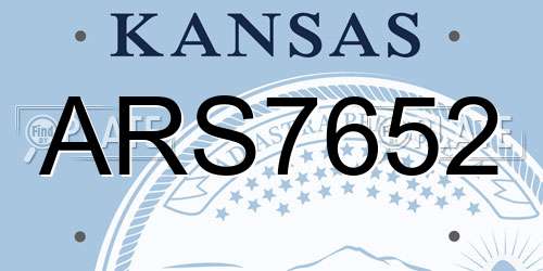 ARS7652 Kansas License Plate