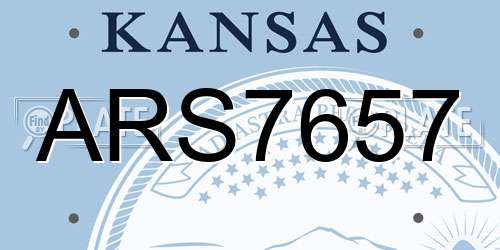 ARS7657 Kansas License Plate
