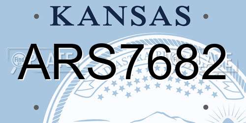 ARS7682 Kansas License Plate