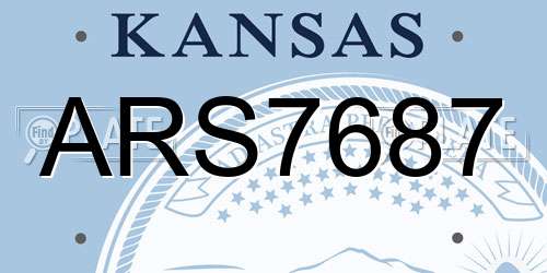 ARS7687 Kansas License Plate