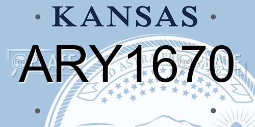 ARY1670 Kansas License Plate
