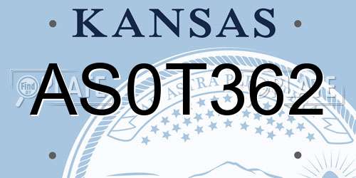 AS0T362 Kansas License Plate