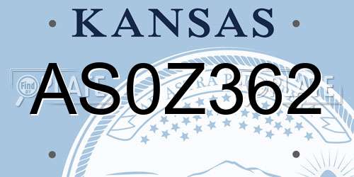 AS0Z362 Kansas License Plate