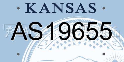 AS19655 Kansas License Plate