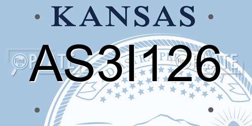 AS3I126 Kansas License Plate