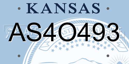 AS4O493 Kansas License Plate