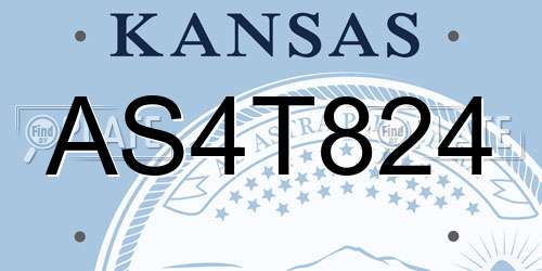 AS4T824 Kansas License Plate