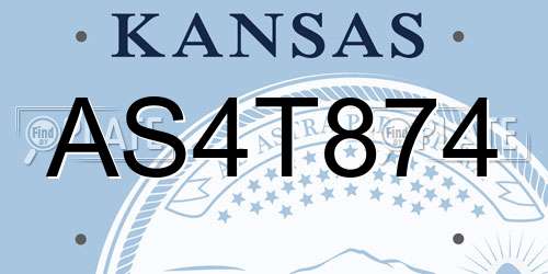 AS4T874 Kansas License Plate