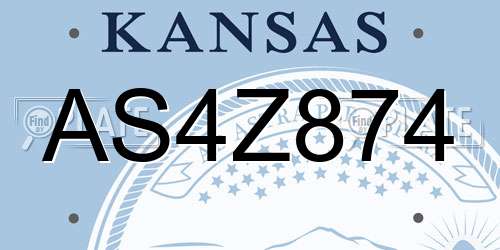 AS4Z874 Kansas License Plate