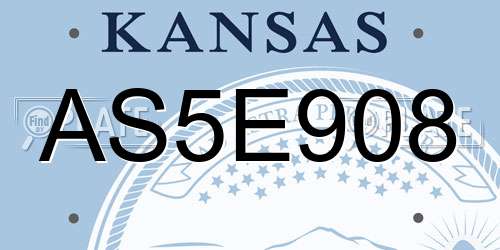 AS5E908 Kansas License Plate