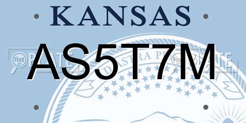 AS5T7M Kansas License Plate
