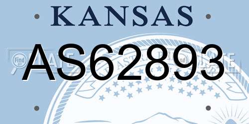 AS62893 Kansas License Plate