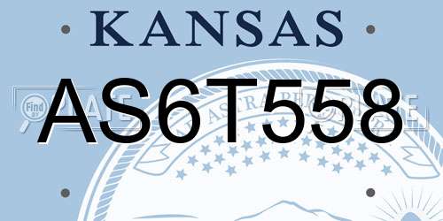 AS6T558 Kansas License Plate