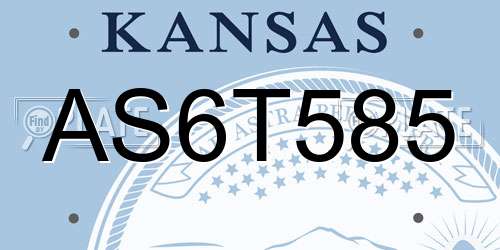 AS6T585 Kansas License Plate