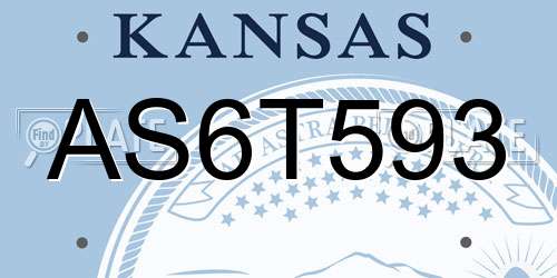 AS6T593 Kansas License Plate
