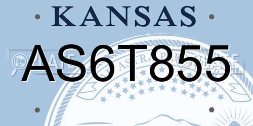 AS6T855 Kansas License Plate