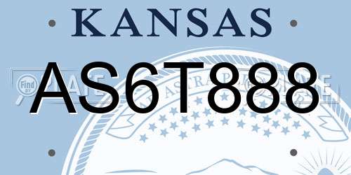 AS6T888 Kansas License Plate