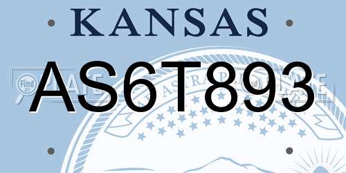 AS6T893 Kansas License Plate