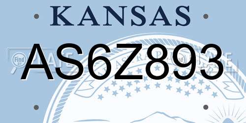 AS6Z893 Kansas License Plate