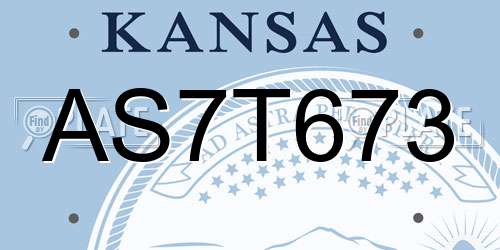 AS7T673 Kansas License Plate
