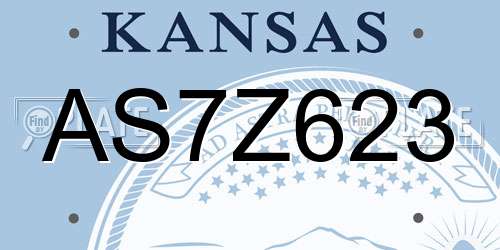 AS7Z623 Kansas License Plate