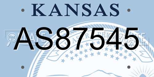 AS87545 Kansas License Plate