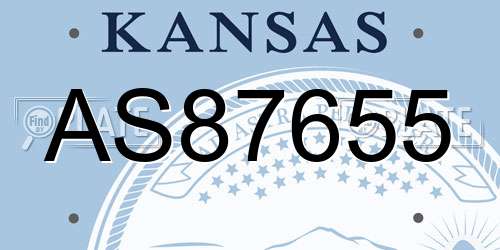 AS87655 Kansas License Plate