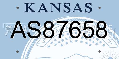 AS87658 Kansas License Plate