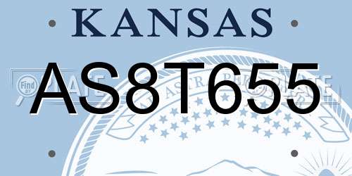 AS8T655 Kansas License Plate