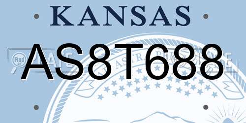 AS8T688 Kansas License Plate