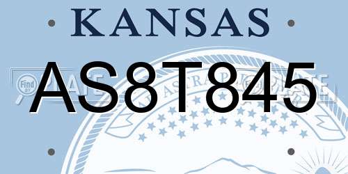AS8T845 Kansas License Plate