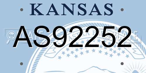AS92252 Kansas License Plate