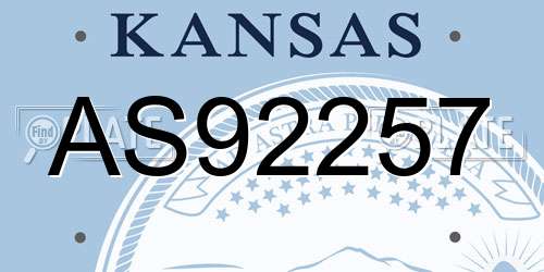 AS92257 Kansas License Plate