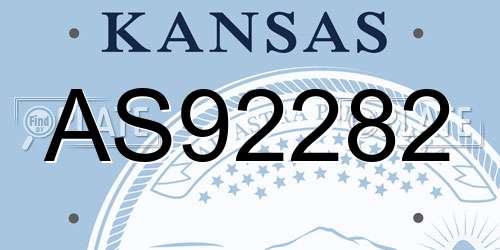 AS92282 Kansas License Plate