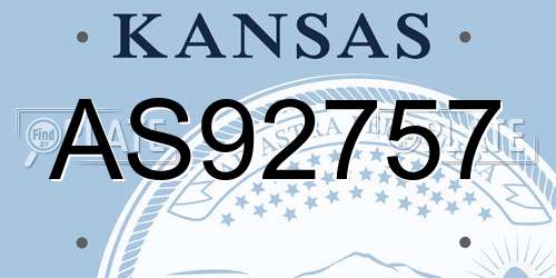 AS92757 Kansas License Plate