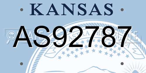 AS92787 Kansas License Plate