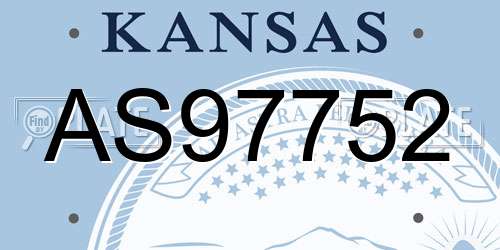 AS97752 Kansas License Plate